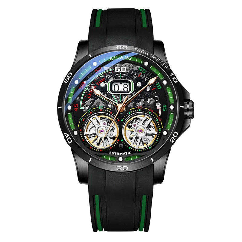 AILANG Men's Automatic Mechanical Watch – Hollow Luminous Dial, Calendar