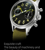 Merkur Men's Retro Chronograph Watch – Vintage 70s, Sapphire, 38mm