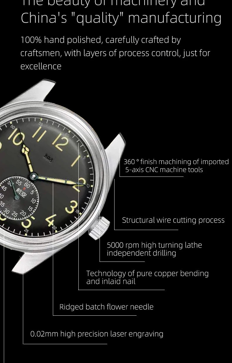 Merkur Men's Bronze Military Watch – Hand-Wound, Sub-Second Dial