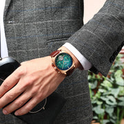 AILANG Men's Automatic Mechanical Watch – Hollow Dial, Calendar, Leather Strap