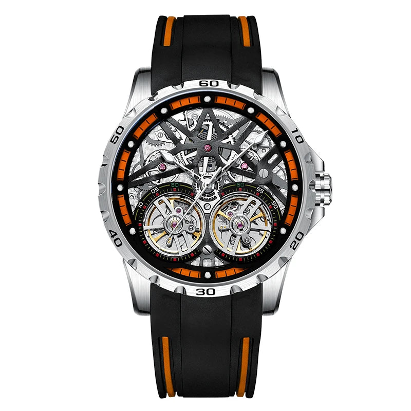 AILANG Men's Sports Automatic Tourbillon Skeleton Watch – Silicone Strap