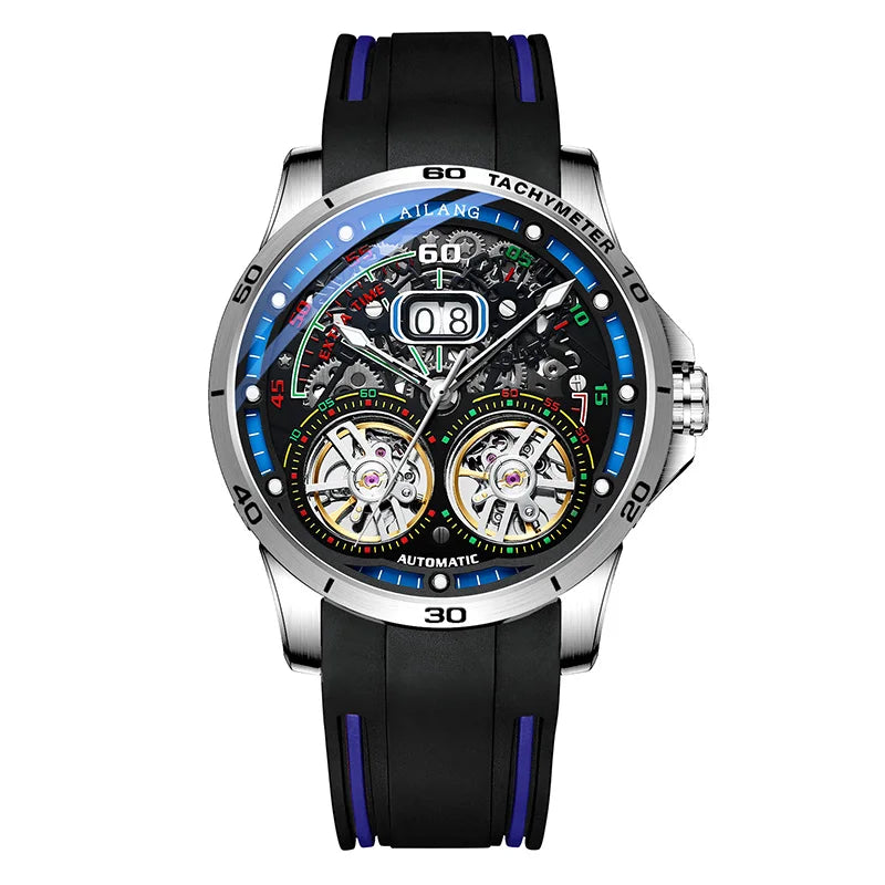 AILANG Men's Automatic Mechanical Watch – Hollow Luminous Dial, Calendar