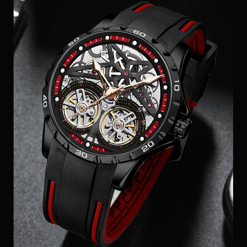 AILANG Men's Sports Automatic Tourbillon Skeleton Watch – Silicone Strap