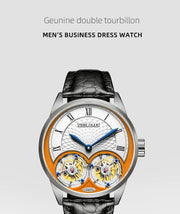 Merkur Men's Genuine Double Tourbillon Watch – Manual, Luxury Formal