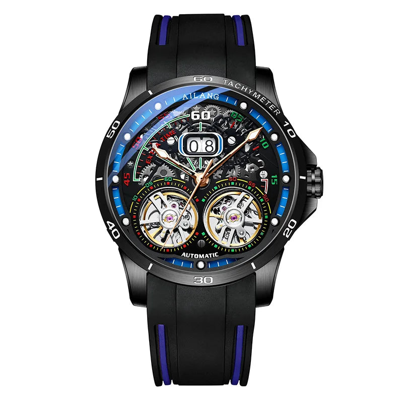 AILANG Men's Automatic Mechanical Watch – Hollow Luminous Dial, Calendar