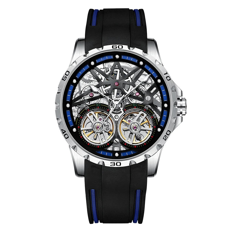 AILANG Men's Sports Automatic Tourbillon Skeleton Watch – Silicone Strap