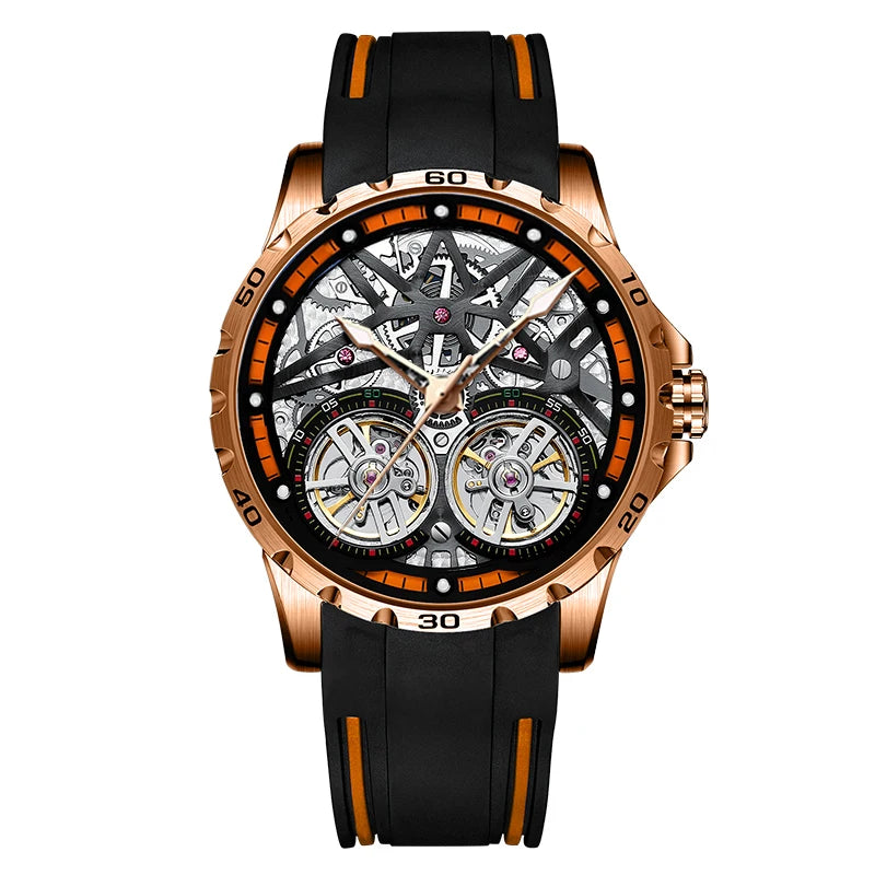 AILANG Men's Sports Automatic Tourbillon Skeleton Watch – Silicone Strap