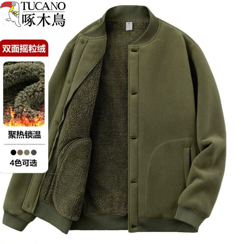 Men's Double-Sided Fleece Sweatshirt — Lambswool-Lined Warm Winter Pullover