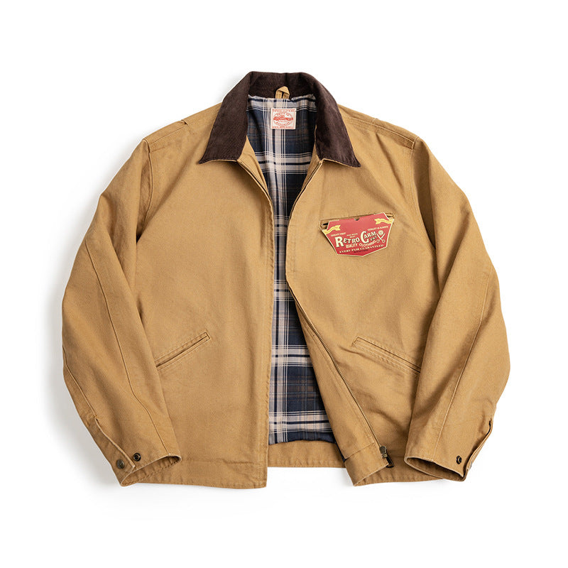 Maden Men's Barn Jacket - Vintage Workwear, Lapel