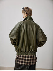 Women's Vintage Faux Leather Jacket - Lapel, Structured