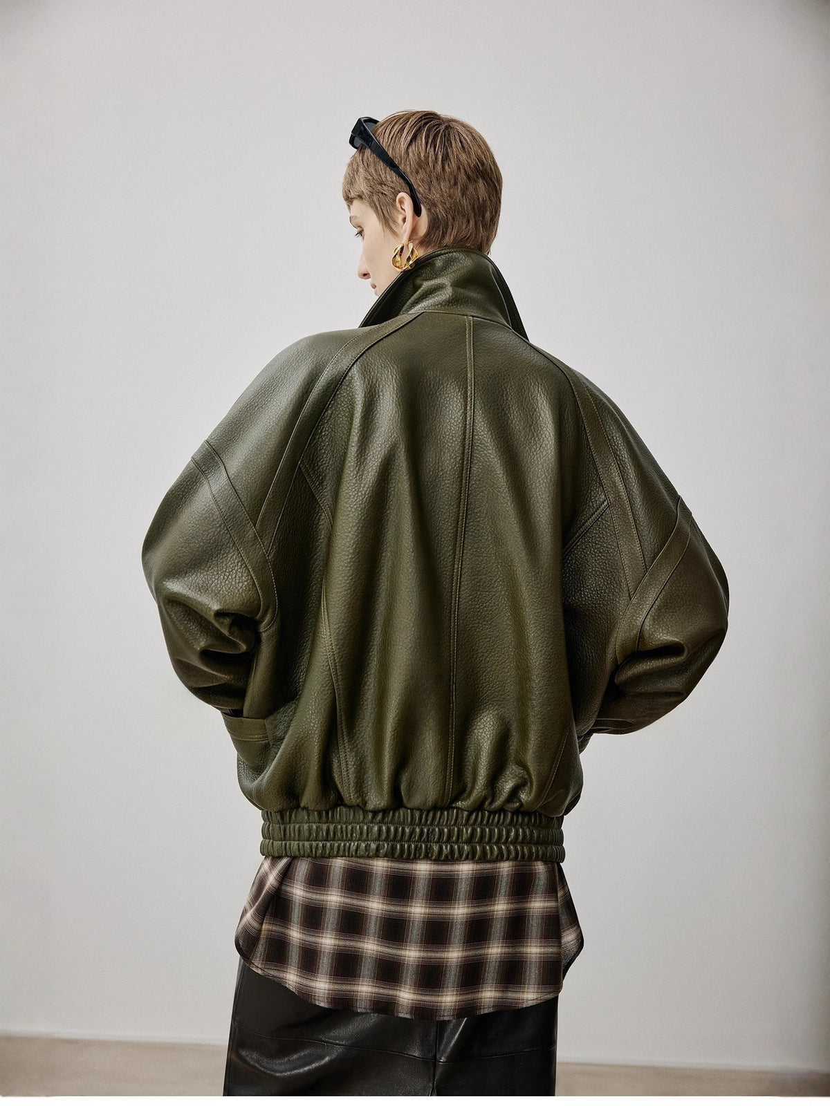 Women's Vintage Faux Leather Jacket - Lapel, Structured