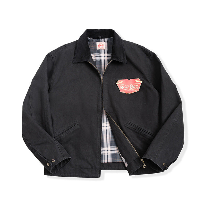 Maden Men's Barn Jacket - Vintage Workwear, Lapel