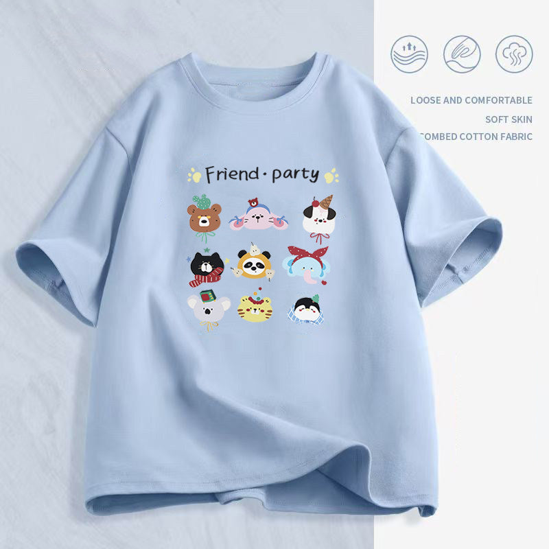 Women's Cartoon Print T-Shirt — Loose Short-Sleeve Round-Neck Summer Top