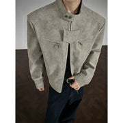 Men's Vintage Motorcycle Faux Leather Jacket - Padded