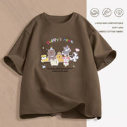 Women's Cartoon Print T-Shirt — Loose Short-Sleeve Round-Neck Summer Top