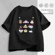 Women's Cartoon Print T-Shirt — Loose Short-Sleeve Round-Neck Summer Top