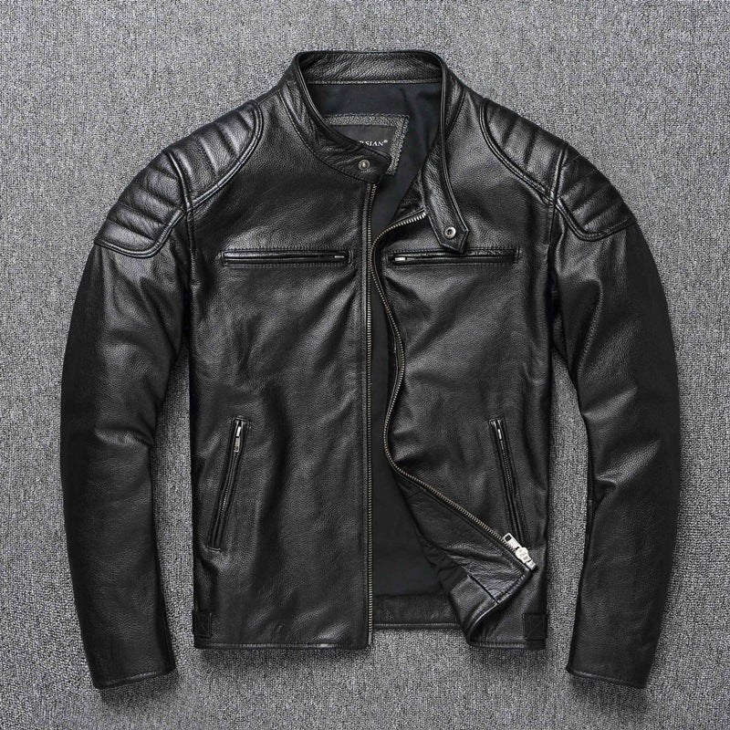 Men's Faux Leather Jacket - Stand Collar or Lapel