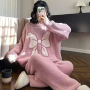 Women's Coral Fleece Pyjama Set — Warm Flannel Winter Loungewear