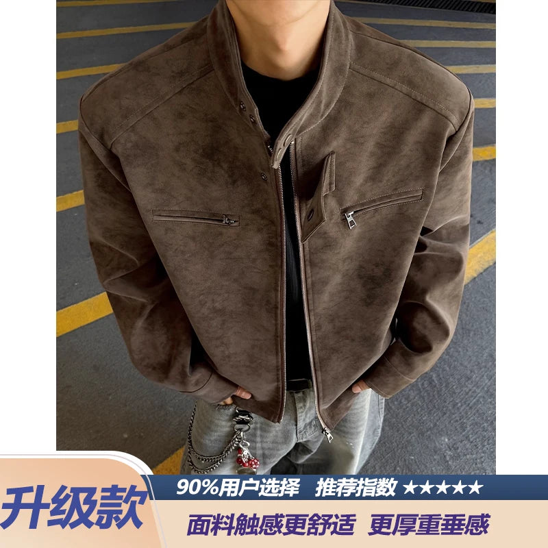 Men's Vintage Motorcycle Faux Leather Jacket - Padded