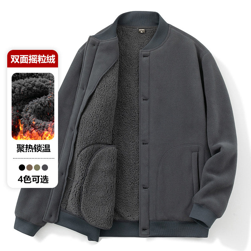 Men's Double-Sided Fleece Sweatshirt — Lambswool-Lined Warm Winter Pullover
