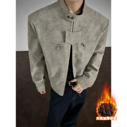 Men's Vintage Motorcycle Faux Leather Jacket - Padded