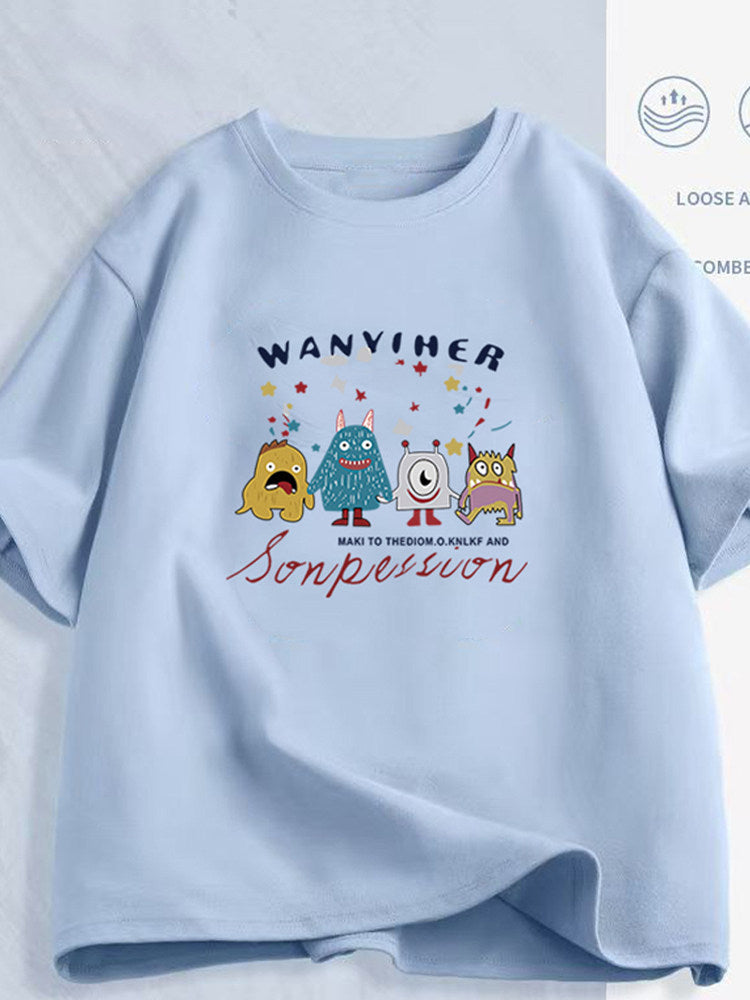 Women's Cartoon Print T-Shirt — Loose Short-Sleeve Round-Neck Summer Top - photo 3