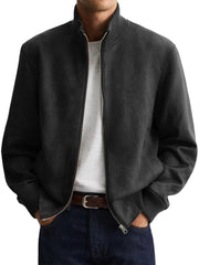 Men's Business Casual Jacket - Stand Collar, Zip Front