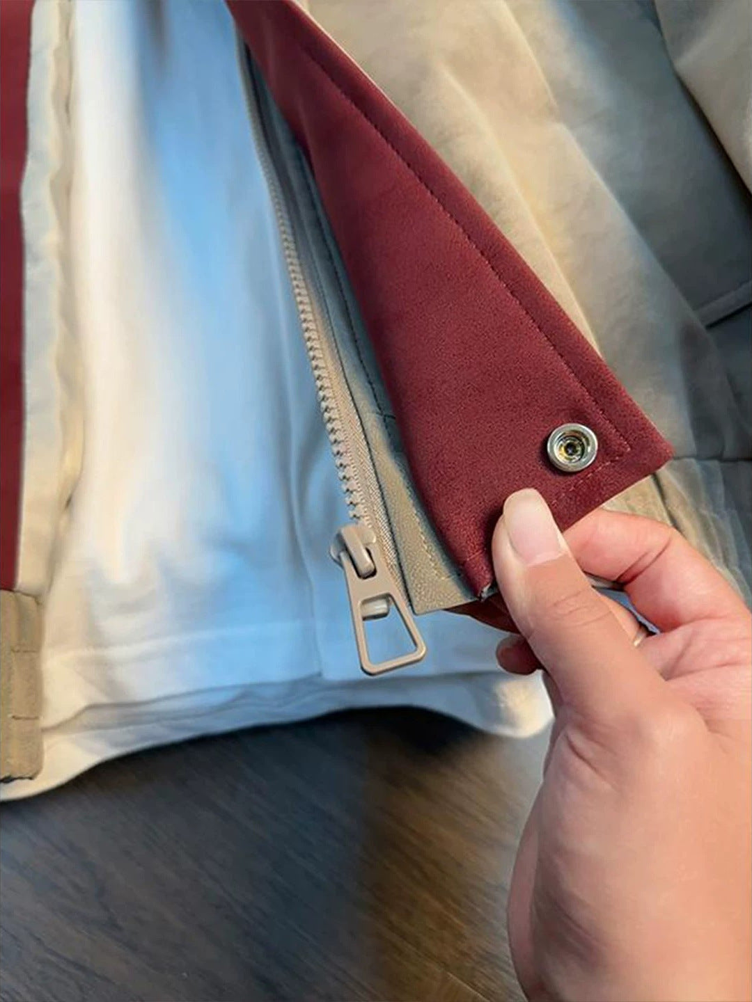 Men's Colour-Block Leather-Look Jacket - Stand Collar