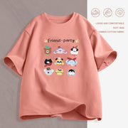 Women's Cartoon Print T-Shirt — Loose Short-Sleeve Round-Neck Summer Top