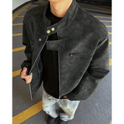 Men's Vintage Motorcycle Faux Leather Jacket - Padded
