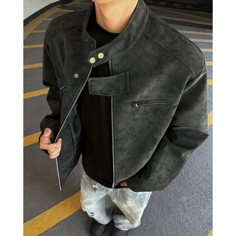 Men's Vintage Motorcycle Faux Leather Jacket - Padded