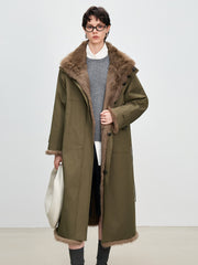 Women's Reversible Fur-Lined Long Coat - Rabbit Fur Inner