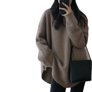 Women's French Knit Pullover — Mid-Length Loose Lazy-Style Sweater