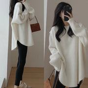 Women's French Knit Pullover — Mid-Length Loose Lazy-Style Sweater