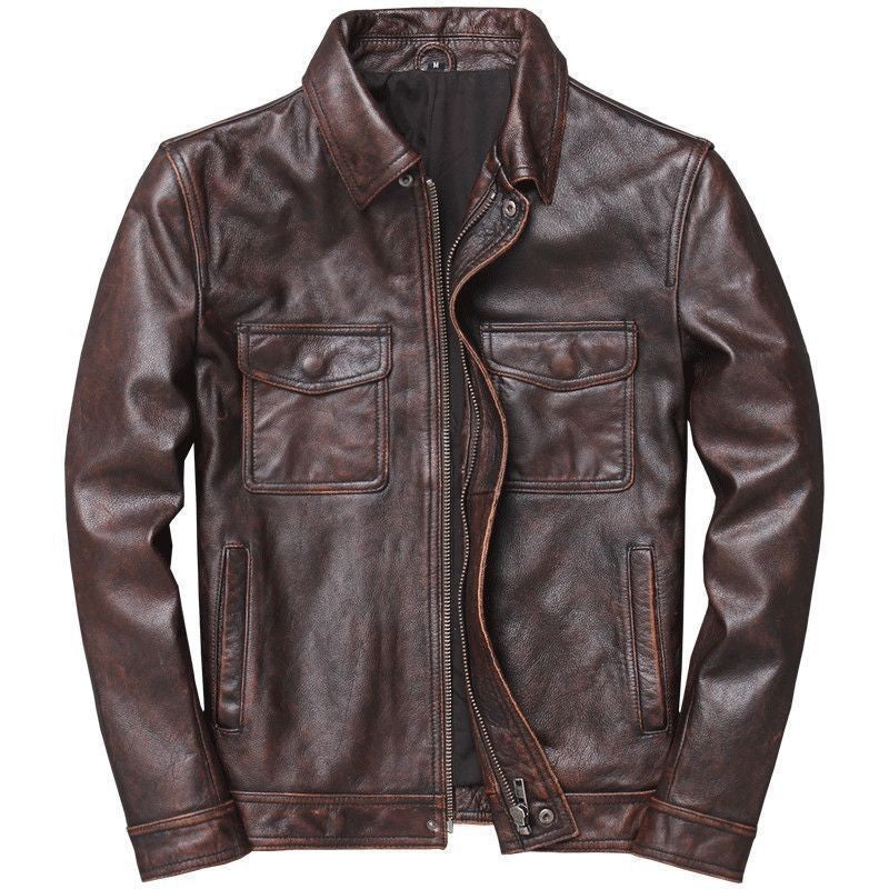 Men's Faux Leather Jacket - Stand Collar or Lapel