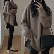 Women's French Knit Pullover — Mid-Length Loose Lazy-Style Sweater