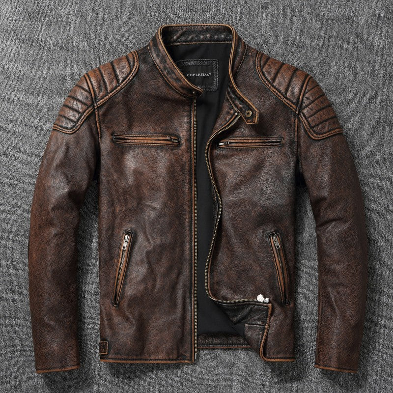 Men's Faux Leather Jacket - Stand Collar or Lapel