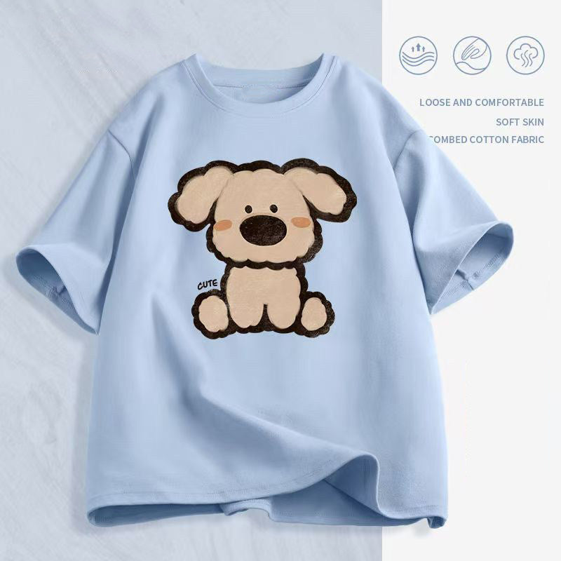 Women's Cartoon Print T-Shirt — Loose Short-Sleeve Round-Neck Summer Top