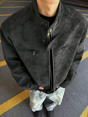 Men's Vintage Motorcycle Faux Leather Jacket - Padded