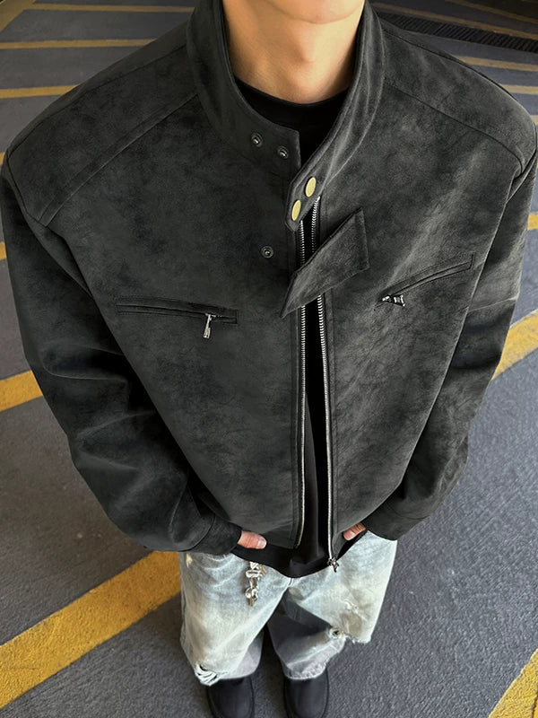 Men's Vintage Motorcycle Faux Leather Jacket - Padded