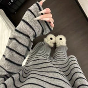 Women's German Velvet Pyjama Set — Warm Striped Long-Sleeve Loungewear