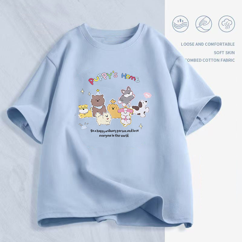 Women's Cartoon Print T-Shirt — Loose Short-Sleeve Round-Neck Summer Top