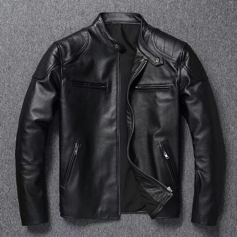 Men's Faux Leather Jacket - Stand Collar or Lapel