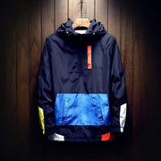 Men's Korean Colour-Block Hooded Jacket - Loose Fit