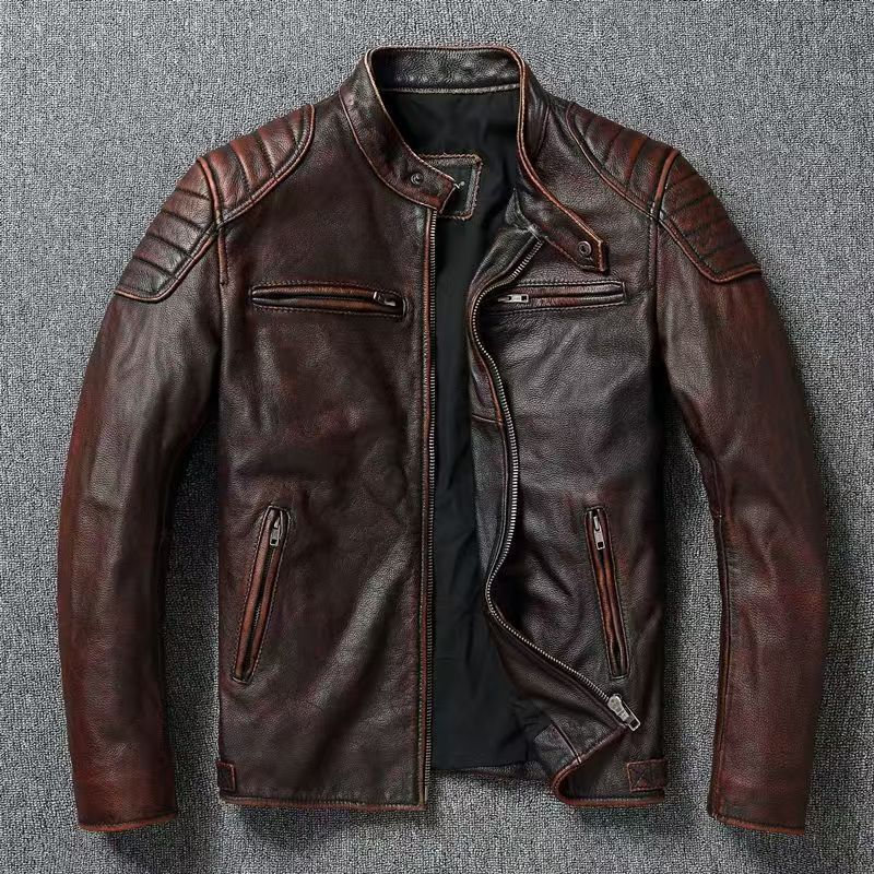 Men's Faux Leather Jacket - Stand Collar or Lapel