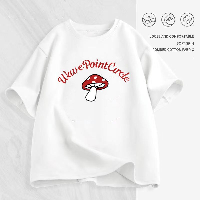 Women's Cartoon Print T-Shirt — Loose Short-Sleeve Round-Neck Summer Top