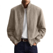 Men's Business Casual Jacket - Stand Collar, Zip Front