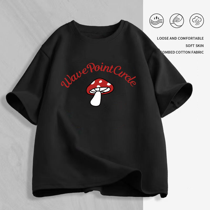 Women's Cartoon Print T-Shirt — Loose Short-Sleeve Round-Neck Summer Top
