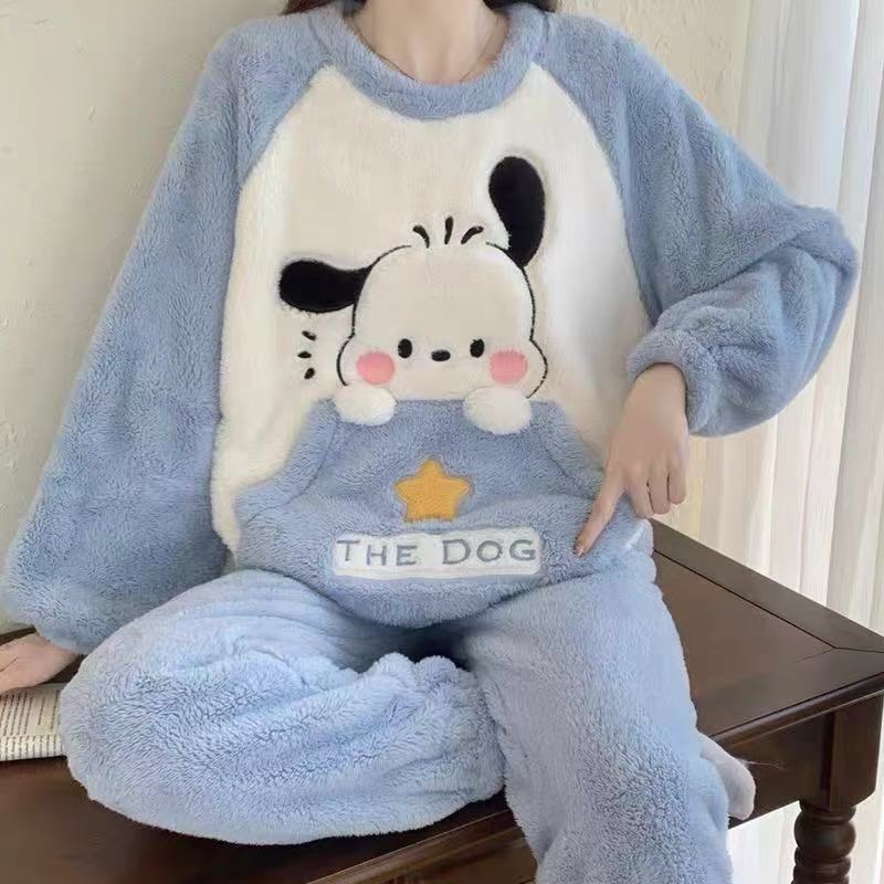 Women's Coral Velvet Pyjama Set — Thick Fleece Loungewear with Cute Prints - photo 7