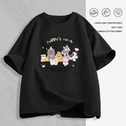 Women's Cartoon Print T-Shirt — Loose Short-Sleeve Round-Neck Summer Top